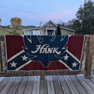 Vintage brand new deadstock 90s Hank Williams Jr. throw blanket pure cotton USA
